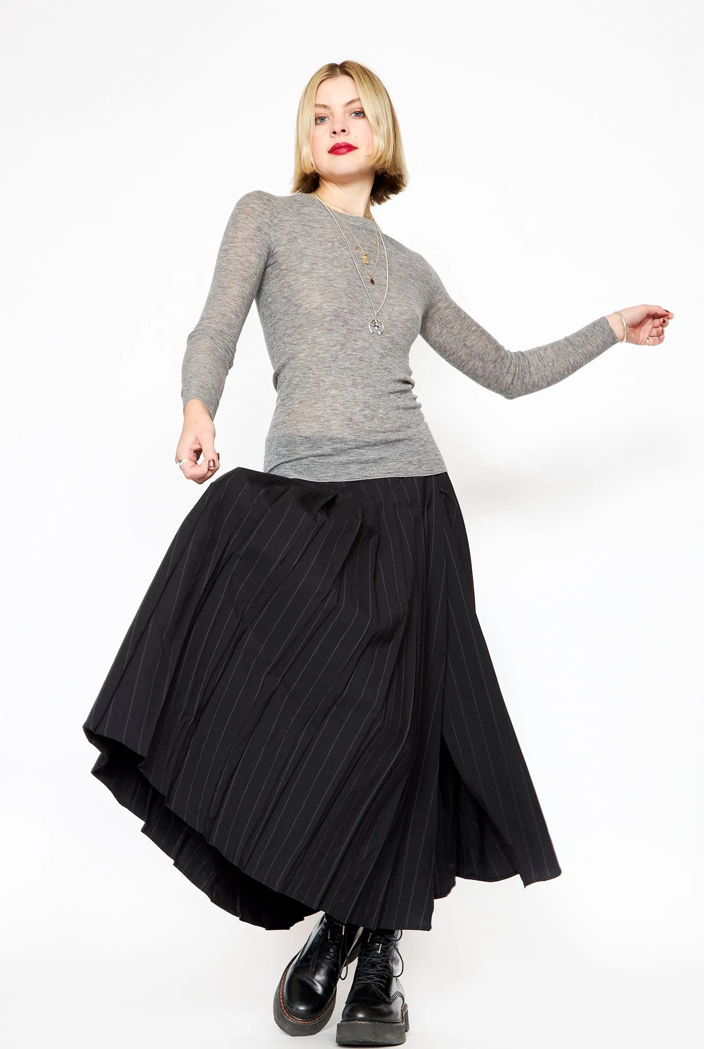 6397 Pleated Pinstripe Skirt