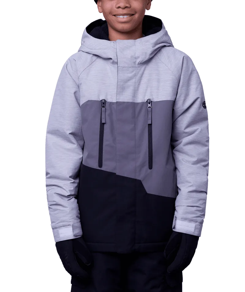 686 Youth Geo Insulated Snowboard Jacket White Heather Colourblock 2024