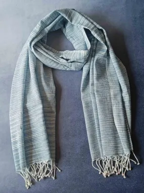 Abstract Hemp Fabric Unisex Stole- Blues