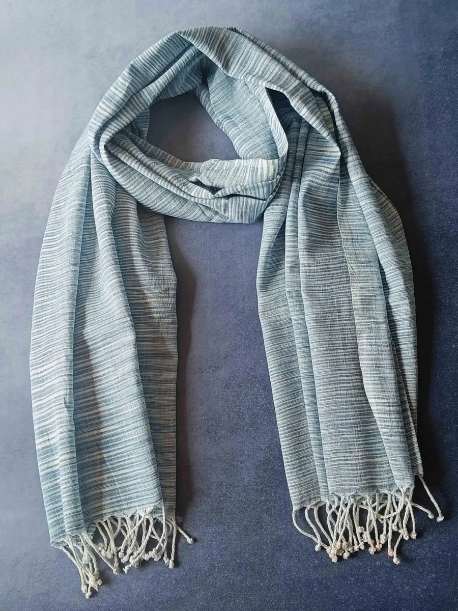 Abstract Hemp Fabric Unisex Stole- Blues
