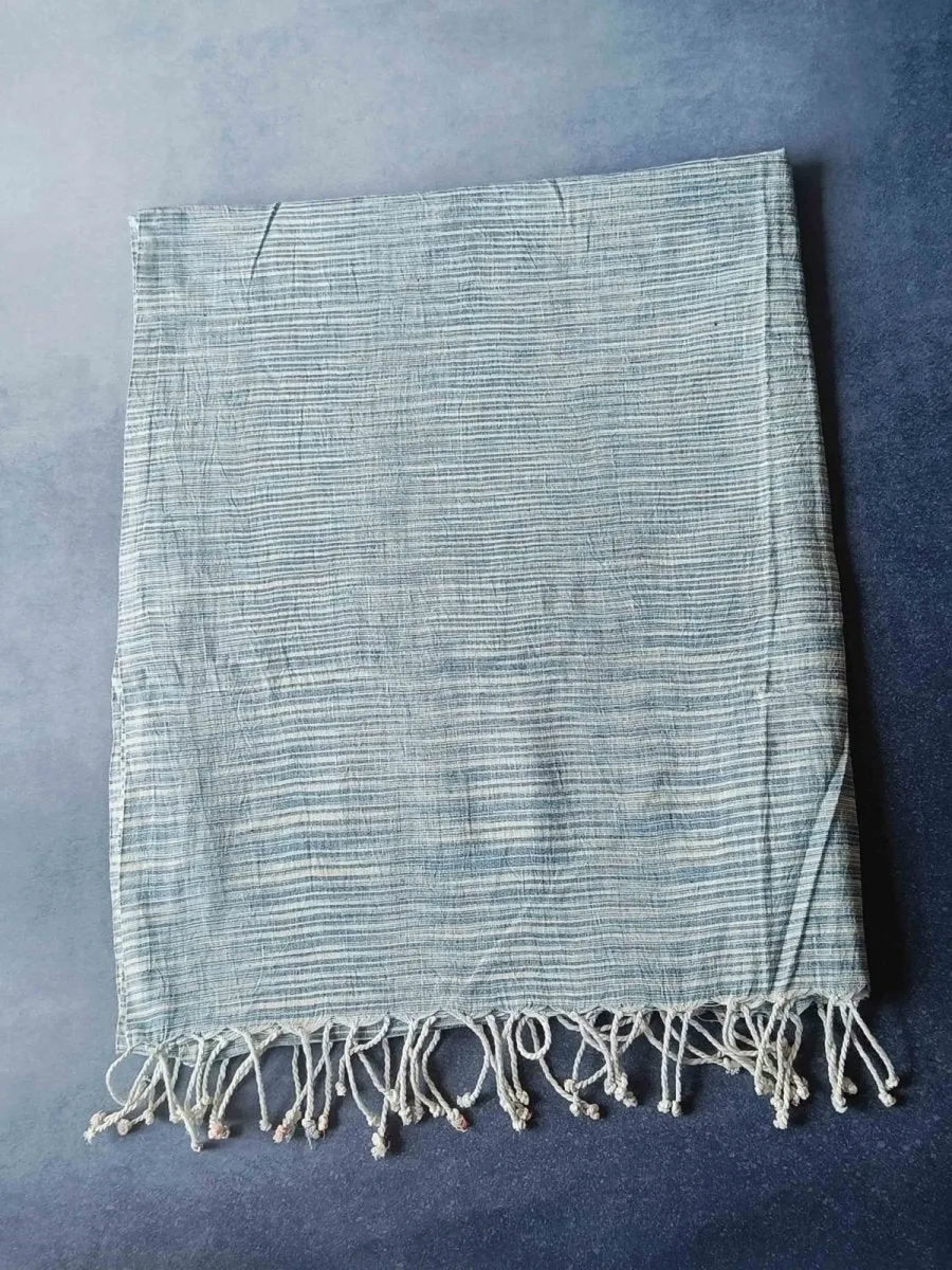 Abstract Hemp Fabric Unisex Stole- Blues