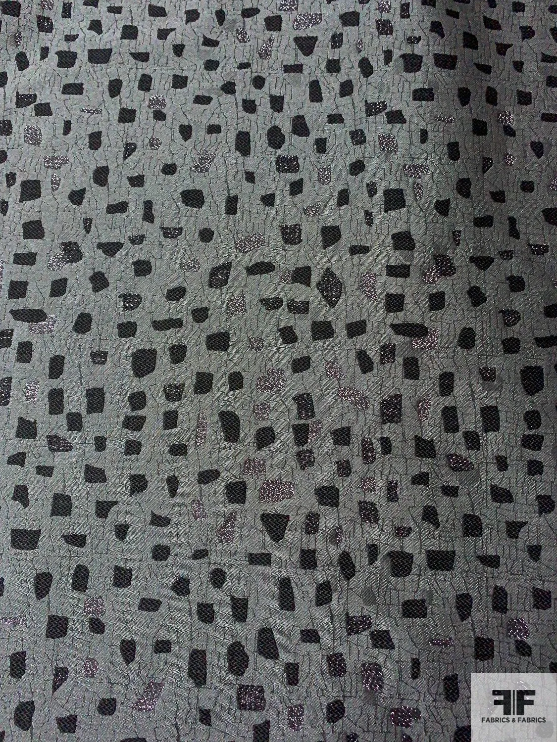 Abstract Shapes Metallic Brocade - Grey / Black / Shimmery Lavender
