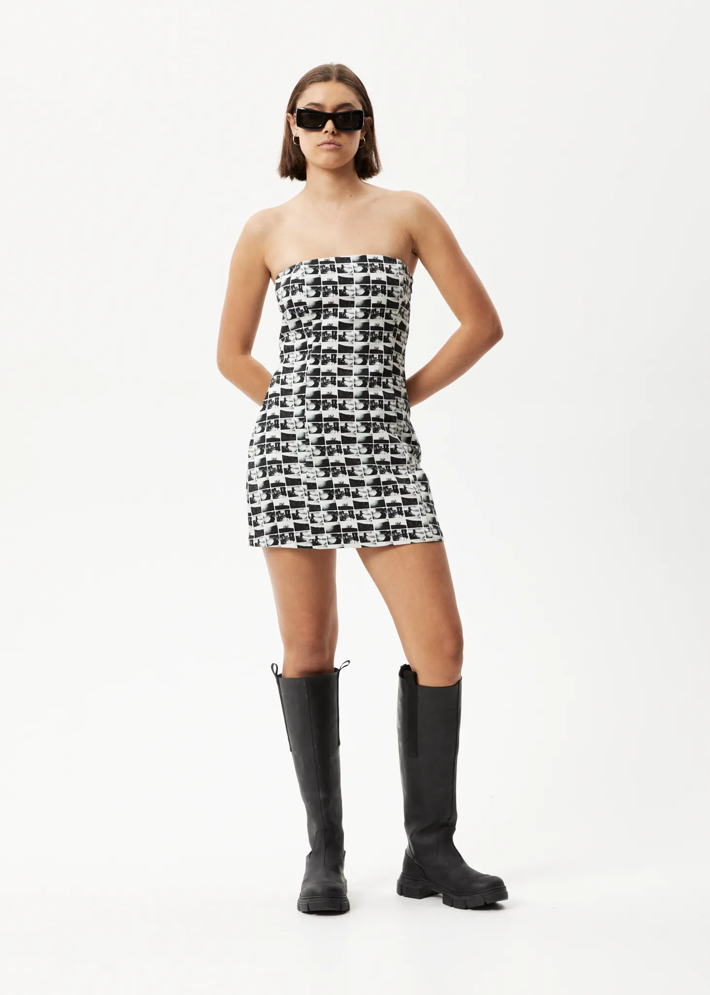 AFENDS Womens Chaos - Strapless Mini Dress - Black