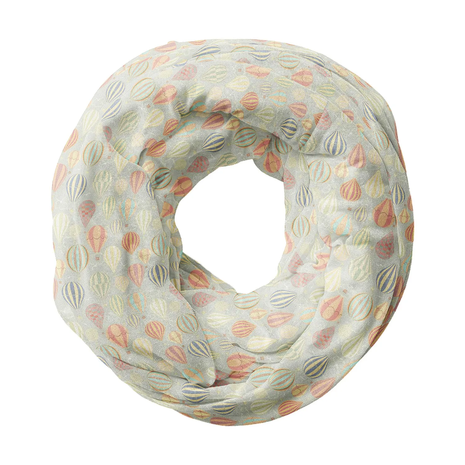 Air Balloons Printed Wraparound Infinity Loop Scarf | Girls & Women | Soft Poly Fabric