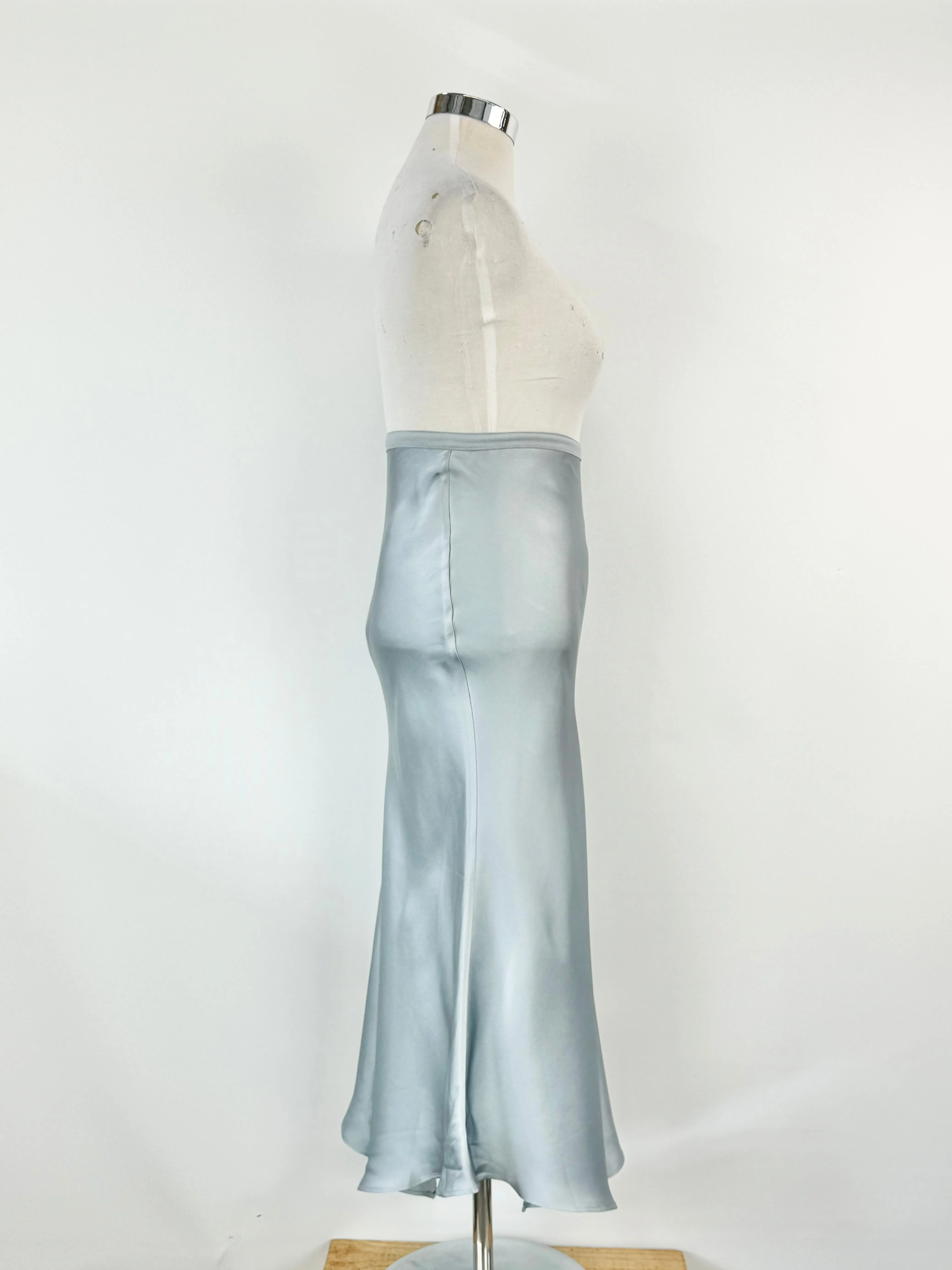 Anine Bing Ice Blue Bias Cut Silk Maxi Skirt - AU10/12