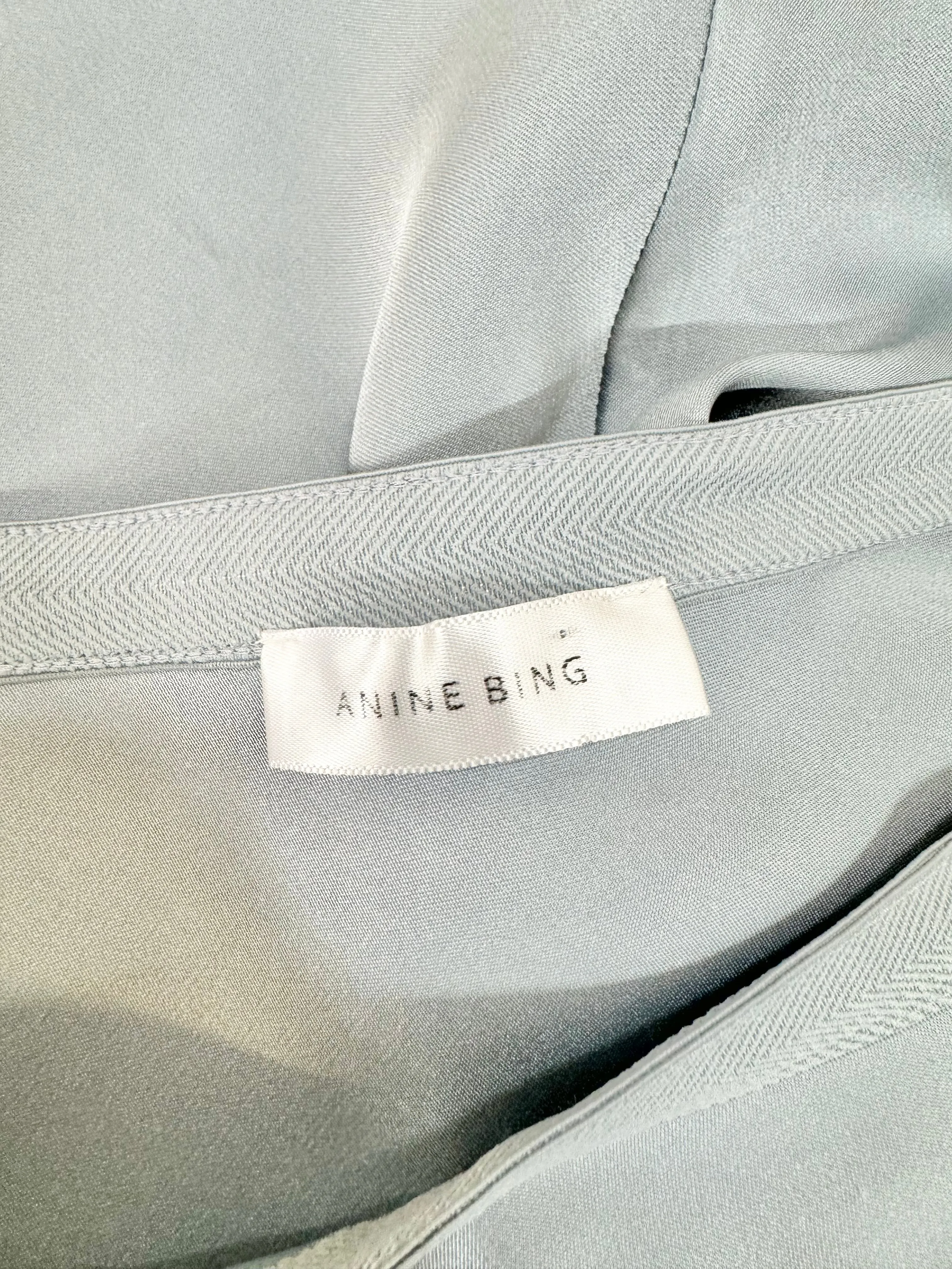 Anine Bing Ice Blue Bias Cut Silk Maxi Skirt - AU10/12