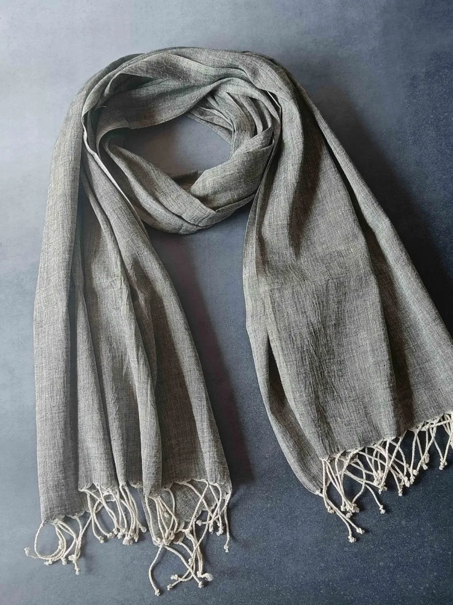 Ashen Hemp Fabric Unisex Stole- Dark Grey