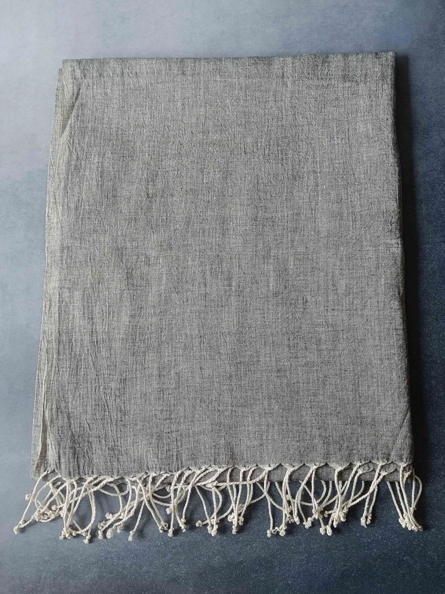 Ashen Hemp Fabric Unisex Stole- Dark Grey