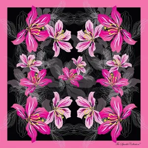【BAUHINIA】 100% Silk Scarf with Crystals
