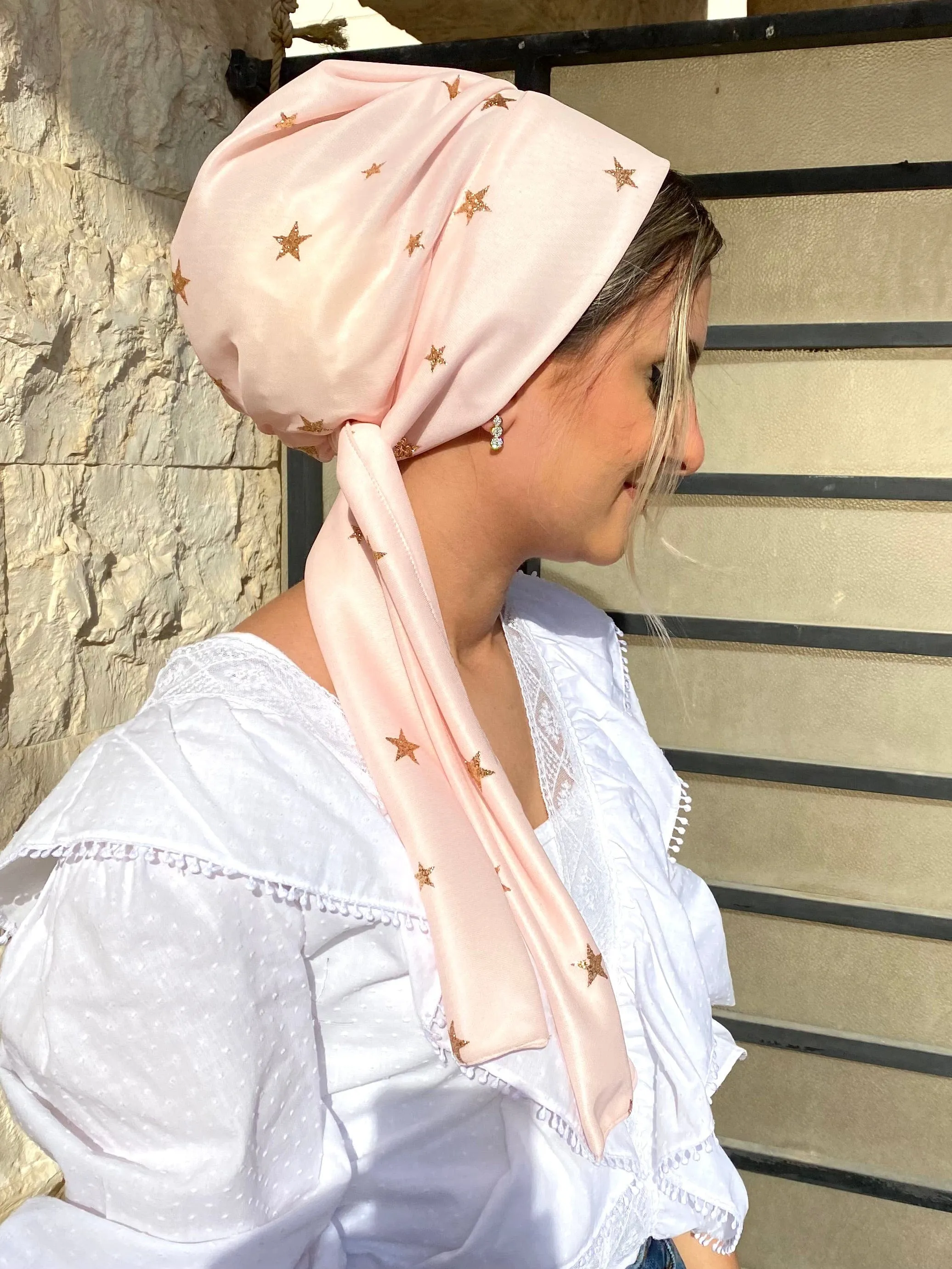 Beanie Wrap Shimmery - Pink Chiffon with (Designer Mask Included)