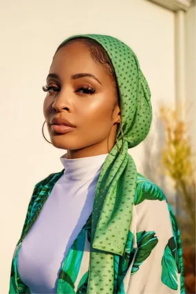 Beanie Wrap Shimmery - Pistach Chiffon (Designer Mask Included)