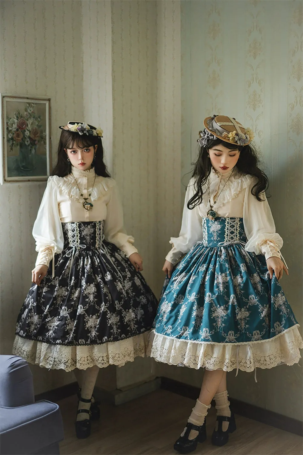 (BFM)Miss Point~Customized Vintage Lolita Skirt Elegant Pullover Fishbone SK