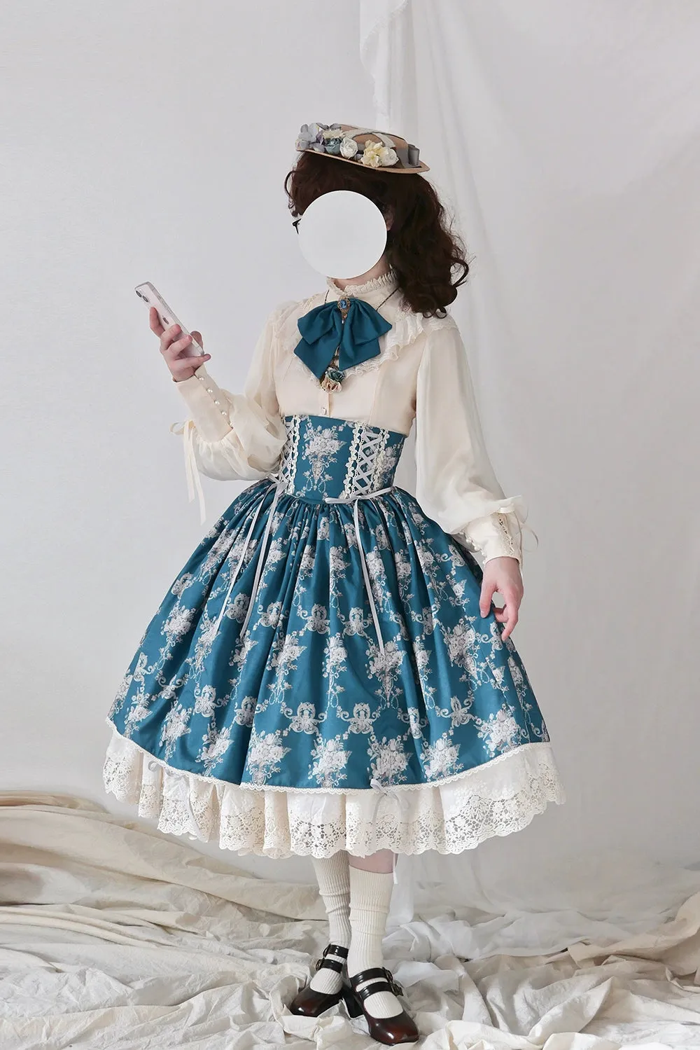 (BFM)Miss Point~Customized Vintage Lolita Skirt Elegant Pullover Fishbone SK