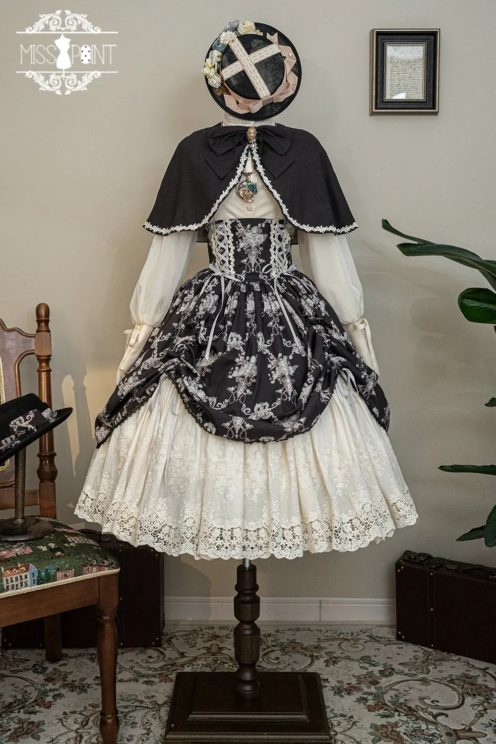 (BFM)Miss Point~Customized Vintage Lolita Skirt Elegant Pullover Fishbone SK