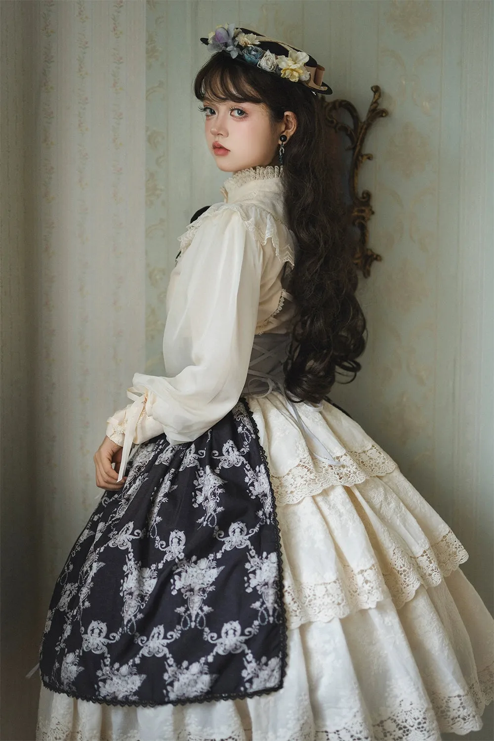 (BFM)Miss Point~Customized Vintage Lolita Skirt Elegant Pullover Fishbone SK