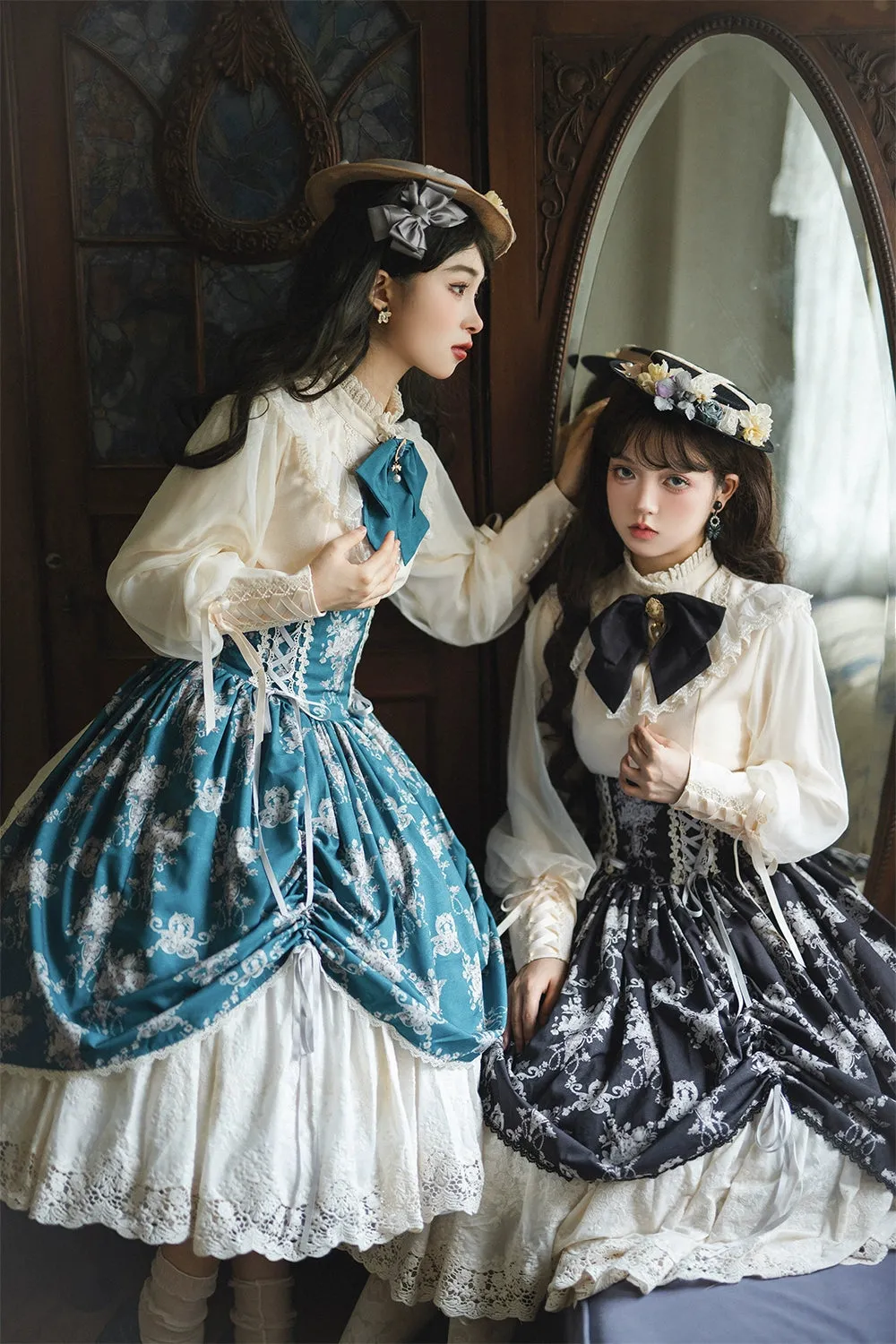 (BFM)Miss Point~Customized Vintage Lolita Skirt Elegant Pullover Fishbone SK
