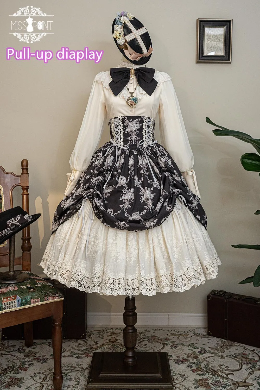 (BFM)Miss Point~Customized Vintage Lolita Skirt Elegant Pullover Fishbone SK