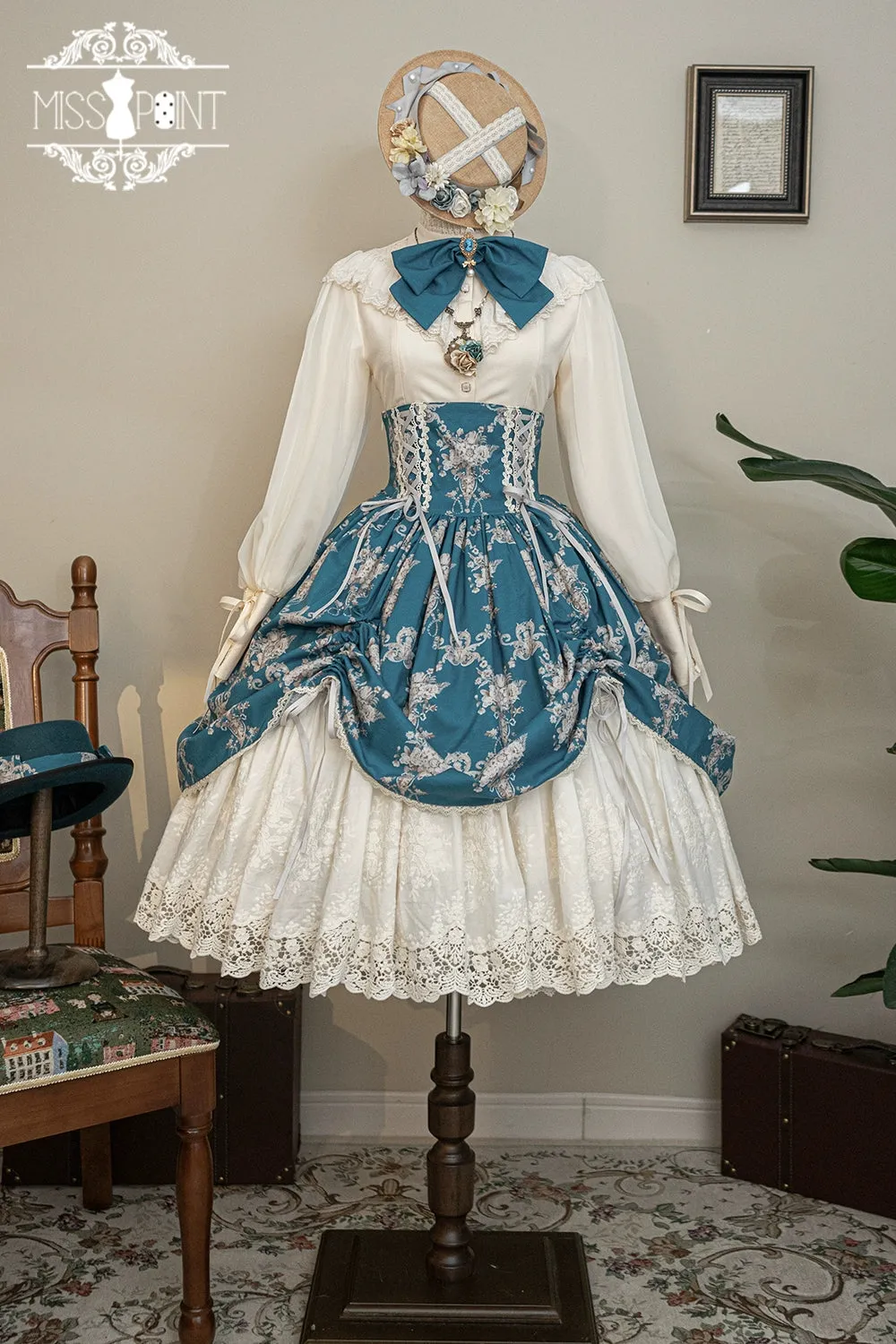 (BFM)Miss Point~Customized Vintage Lolita Skirt Elegant Pullover Fishbone SK