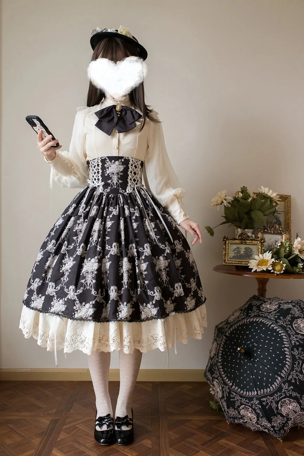 (BFM)Miss Point~Customized Vintage Lolita Skirt Elegant Pullover Fishbone SK