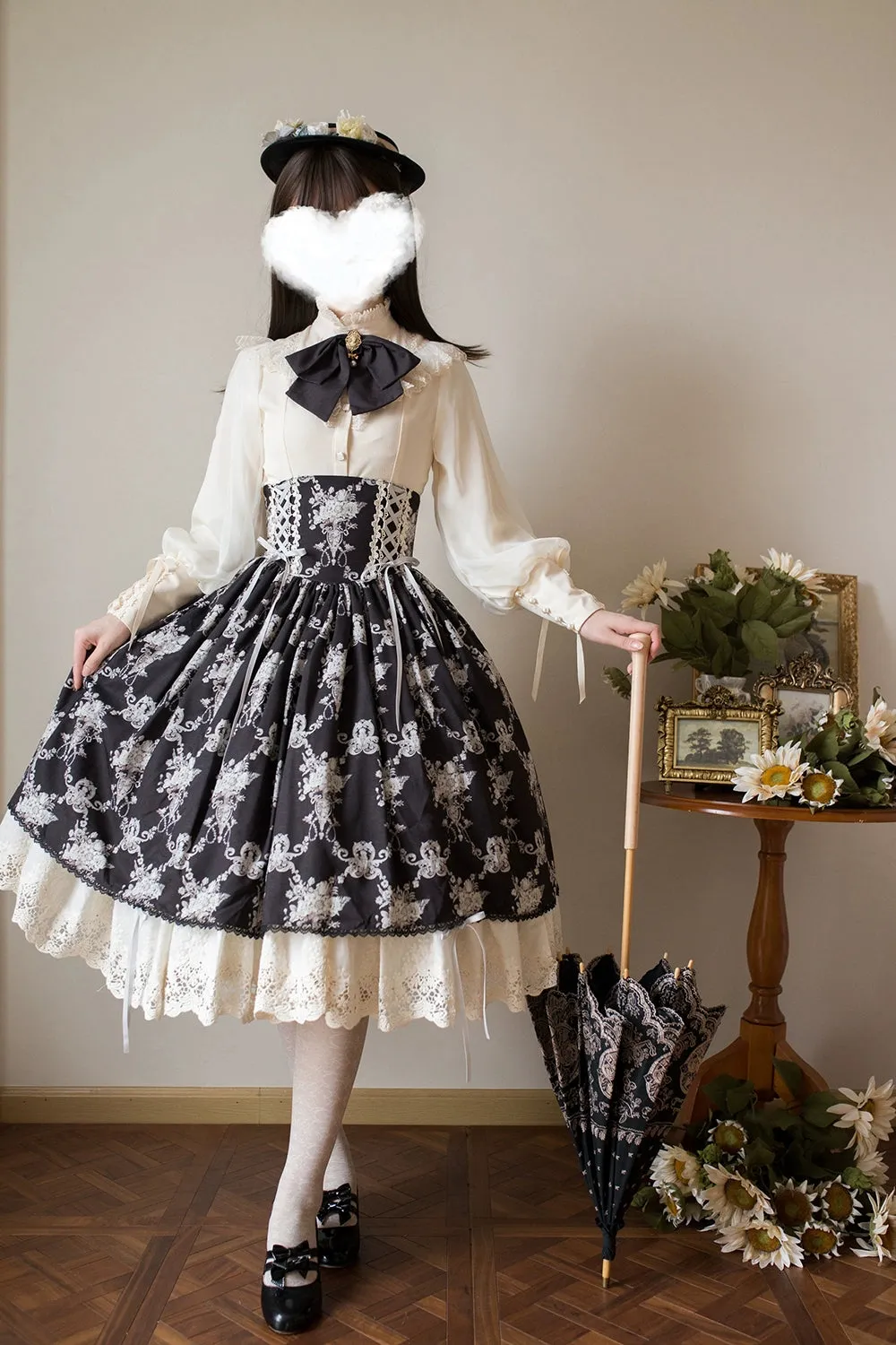 (BFM)Miss Point~Customized Vintage Lolita Skirt Elegant Pullover Fishbone SK