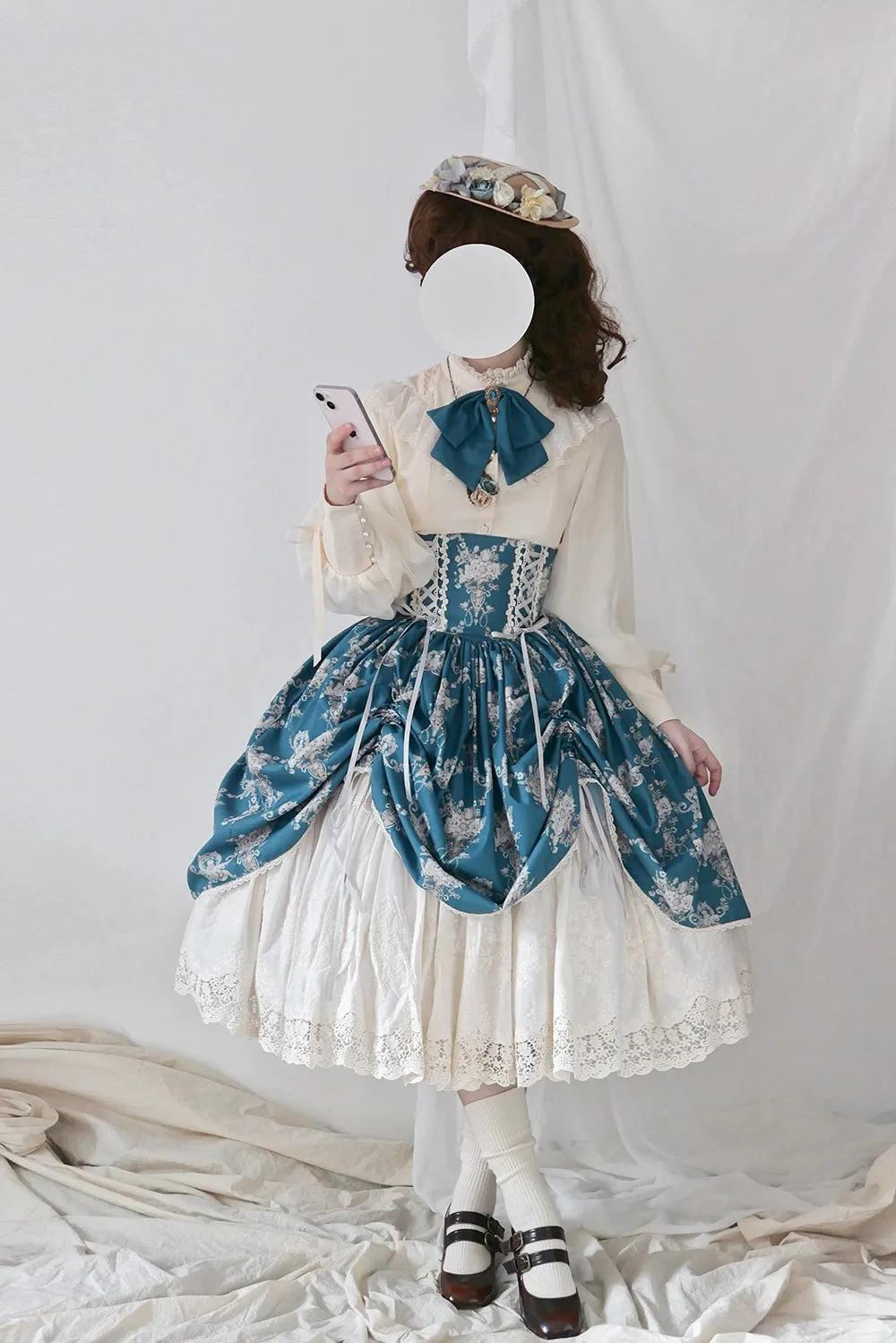 (BFM)Miss Point~Customized Vintage Lolita Skirt Elegant Pullover Fishbone SK