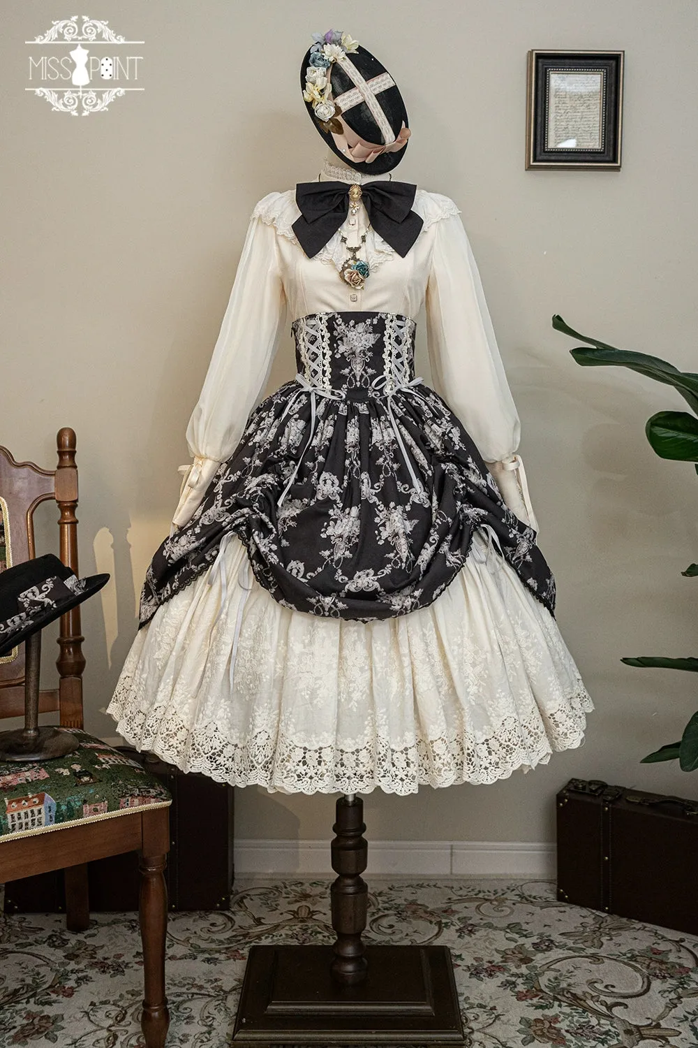 (BFM)Miss Point~Customized Vintage Lolita Skirt Elegant Pullover Fishbone SK
