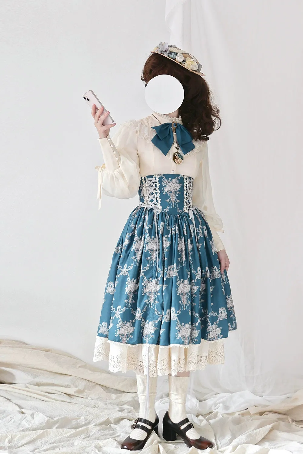 (BFM)Miss Point~Customized Vintage Lolita Skirt Elegant Pullover Fishbone SK