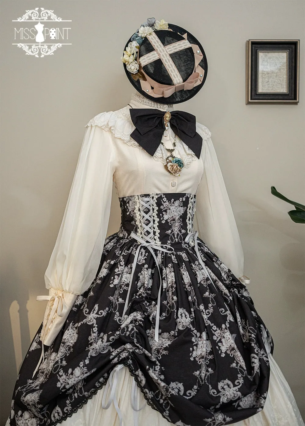 (BFM)Miss Point~Customized Vintage Lolita Skirt Elegant Pullover Fishbone SK