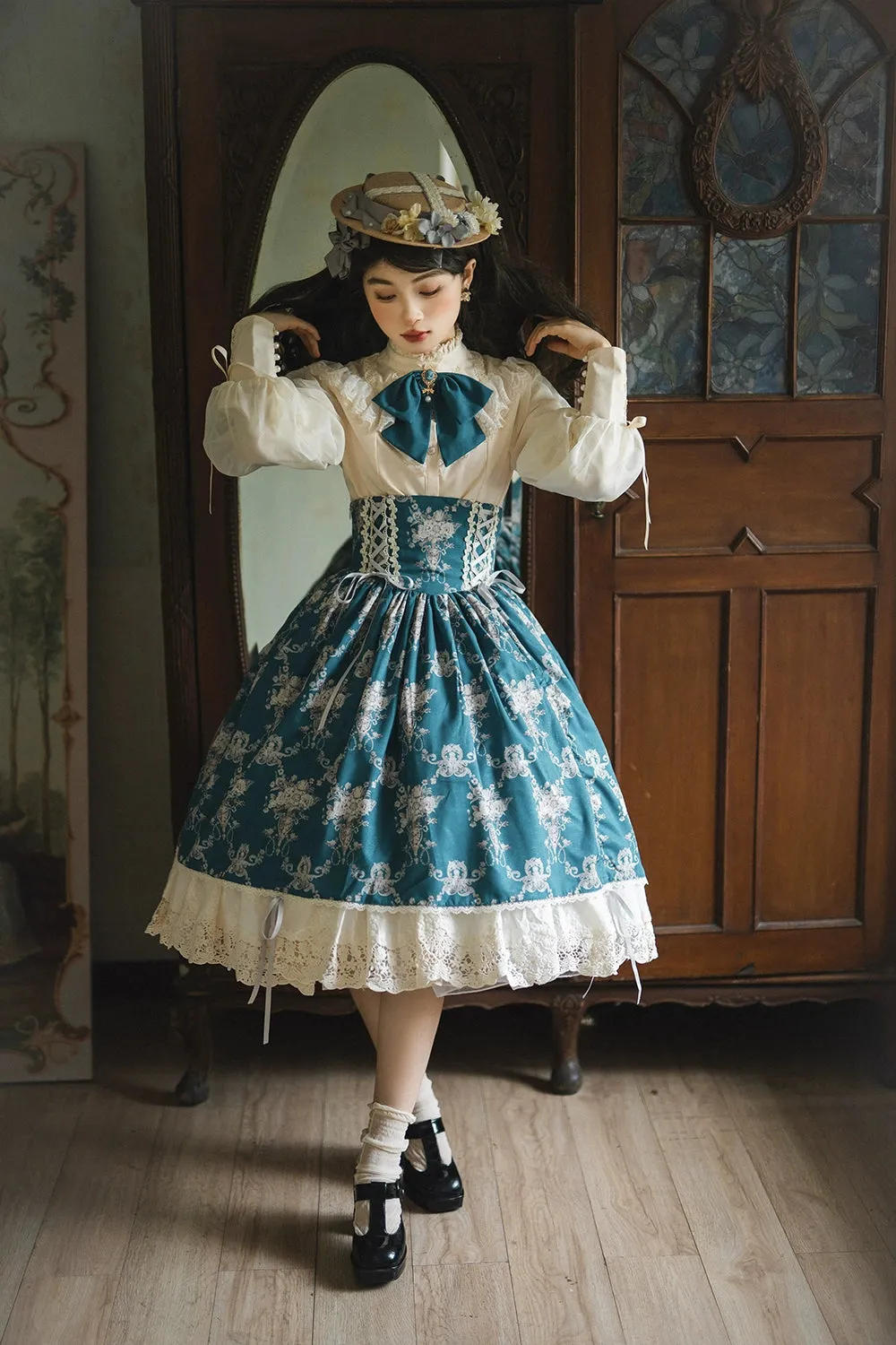 (BFM)Miss Point~Customized Vintage Lolita Skirt Elegant Pullover Fishbone SK