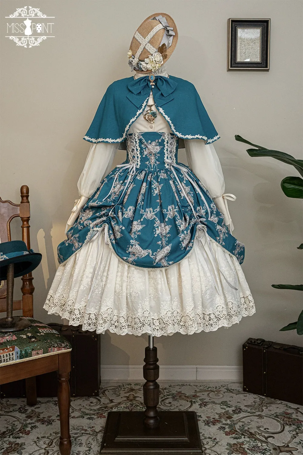 (BFM)Miss Point~Customized Vintage Lolita Skirt Elegant Pullover Fishbone SK