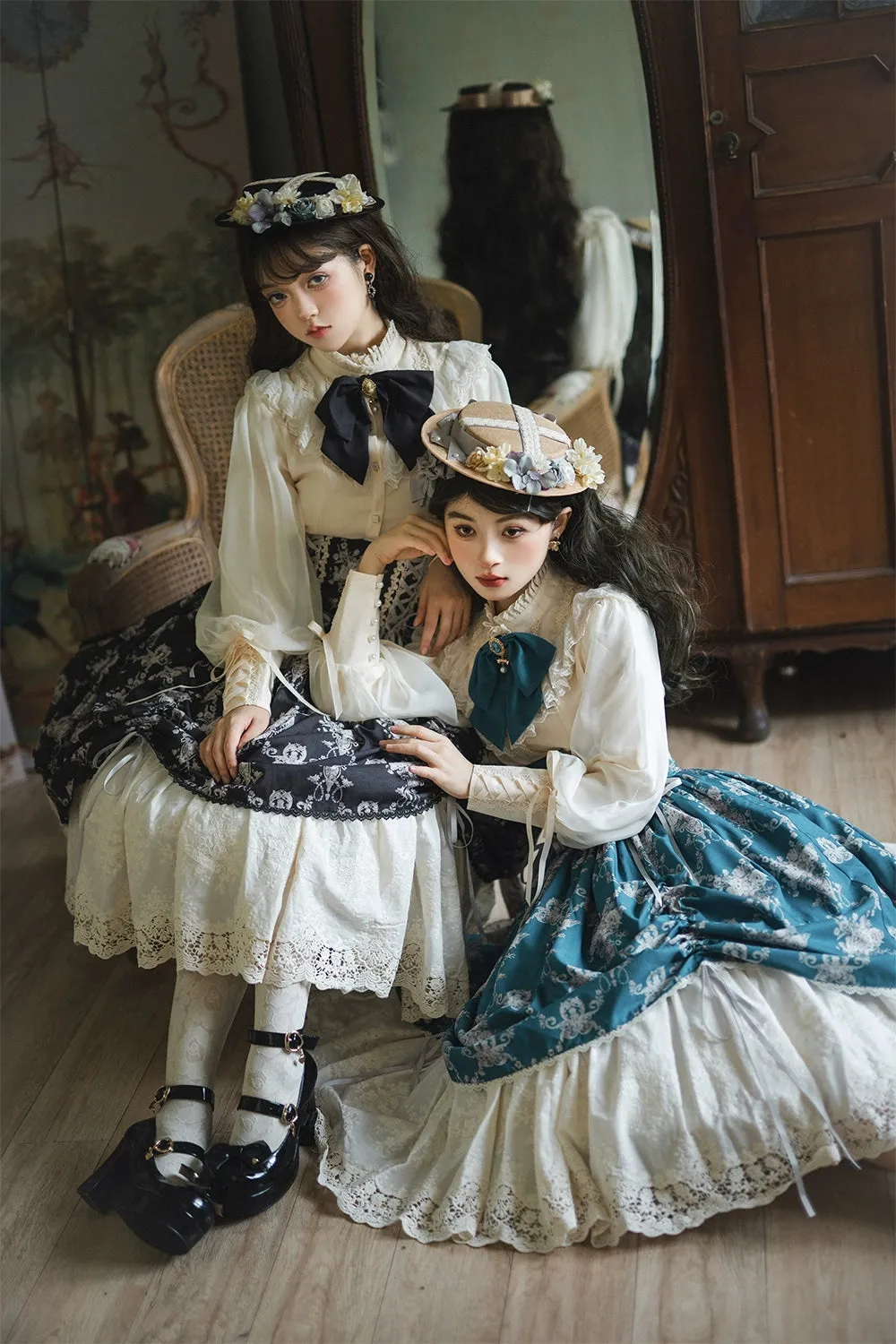 (BFM)Miss Point~Customized Vintage Lolita Skirt Elegant Pullover Fishbone SK