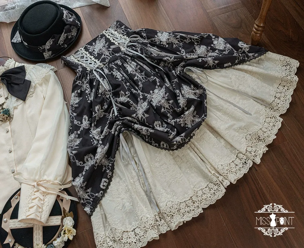 (BFM)Miss Point~Customized Vintage Lolita Skirt Elegant Pullover Fishbone SK