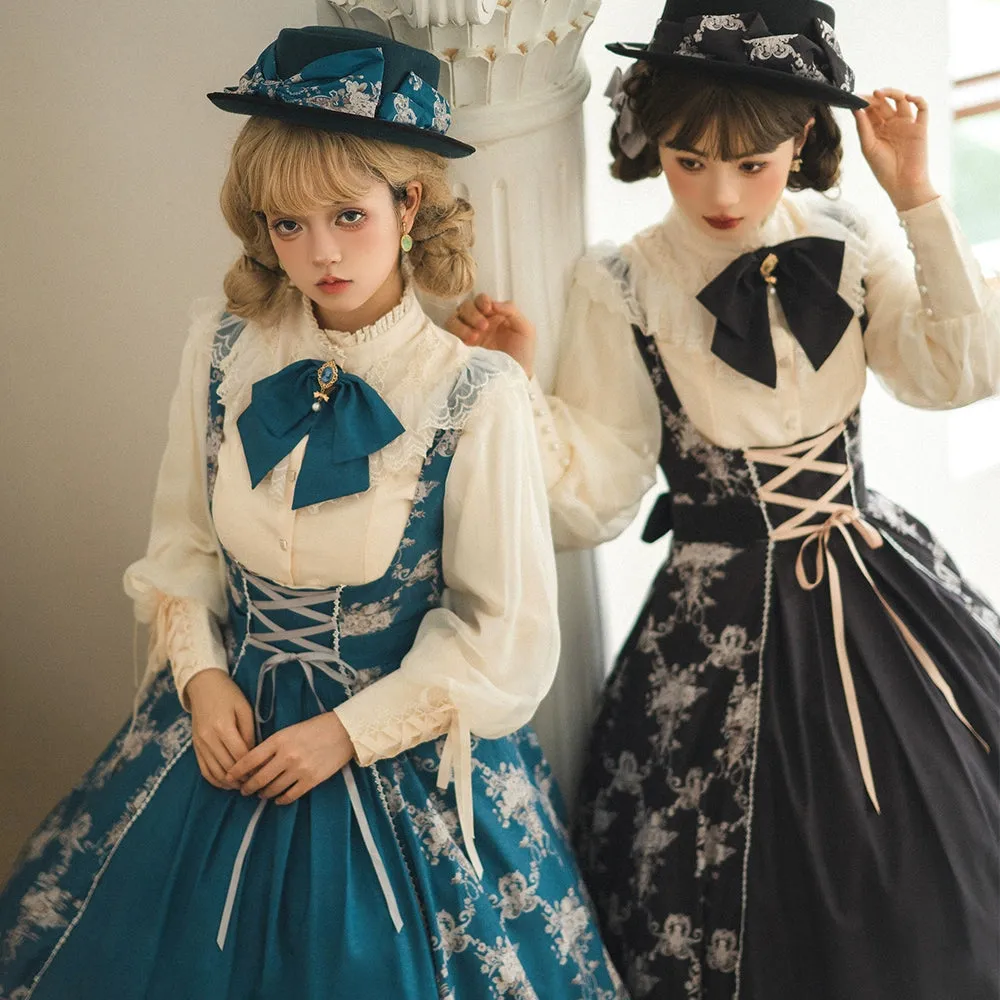 (BFM)Miss Point~Customized Vintage Lolita Skirt Elegant Pullover Fishbone SK