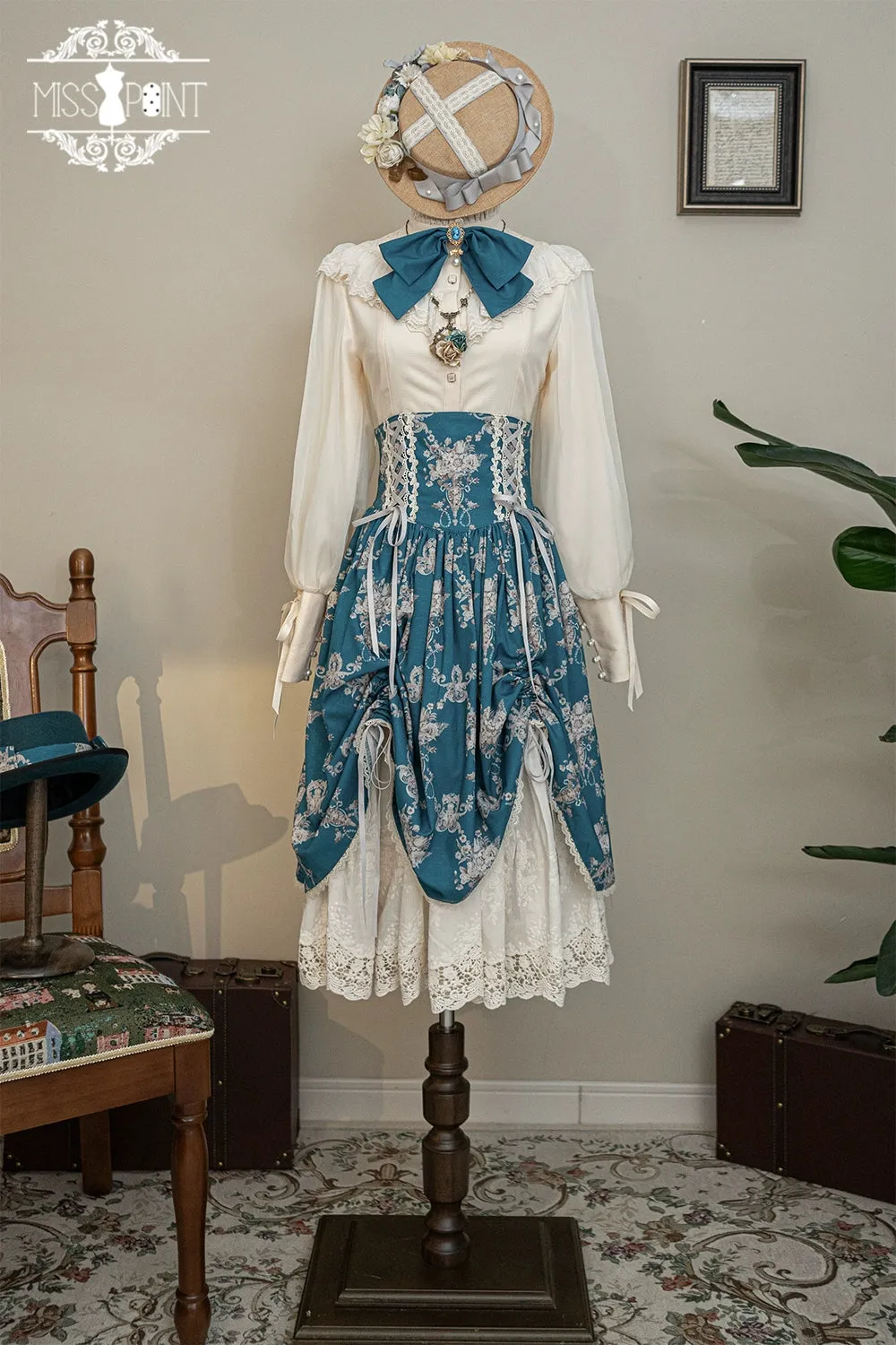 (BFM)Miss Point~Customized Vintage Lolita Skirt Elegant Pullover Fishbone SK