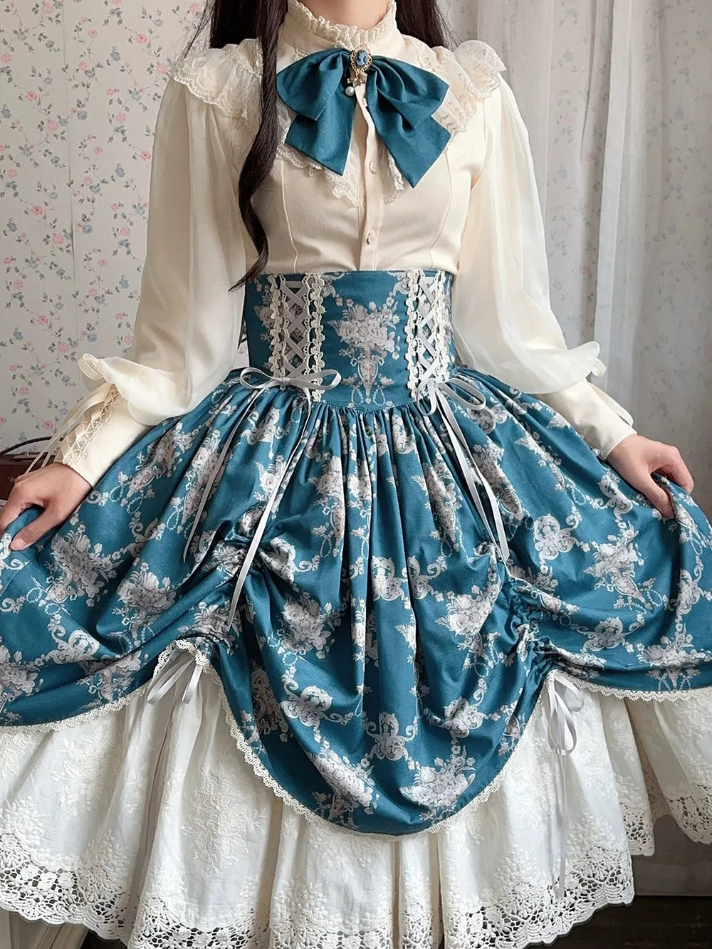 (BFM)Miss Point~Customized Vintage Lolita Skirt Elegant Pullover Fishbone SK