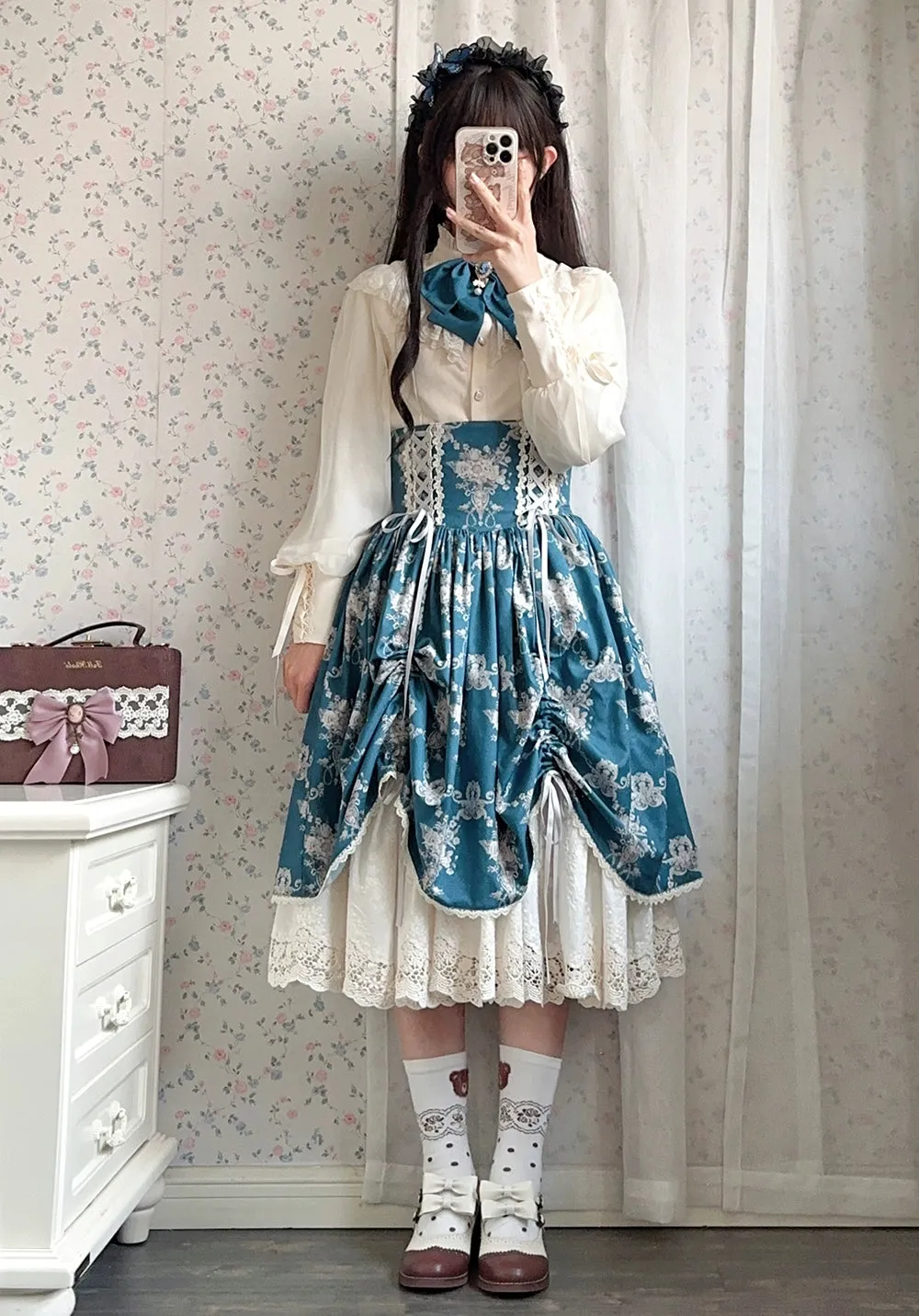 (BFM)Miss Point~Customized Vintage Lolita Skirt Elegant Pullover Fishbone SK
