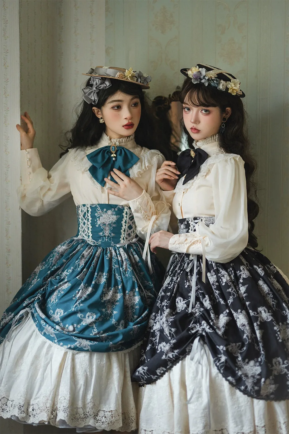 (BFM)Miss Point~Customized Vintage Lolita Skirt Elegant Pullover Fishbone SK