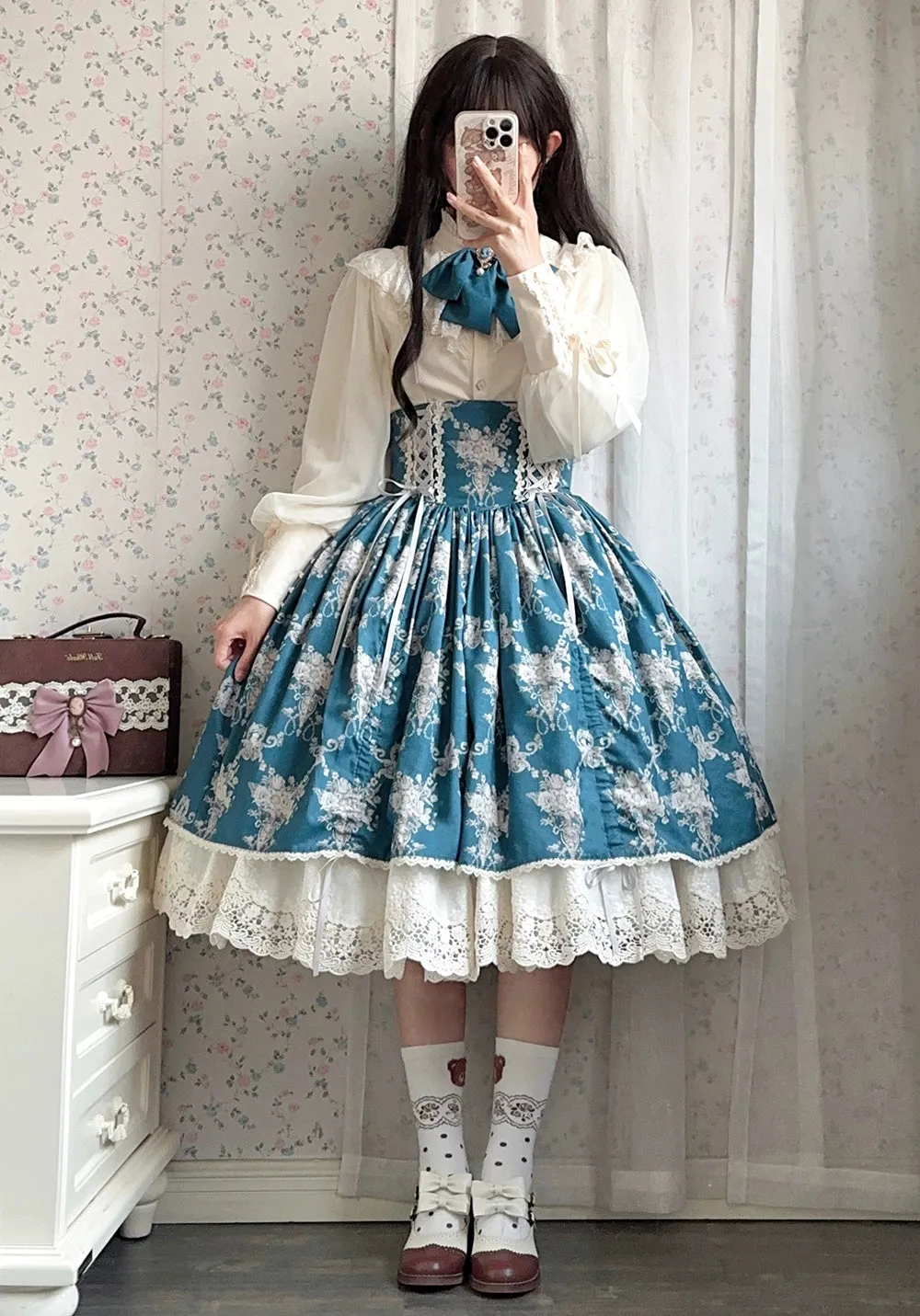 (BFM)Miss Point~Customized Vintage Lolita Skirt Elegant Pullover Fishbone SK