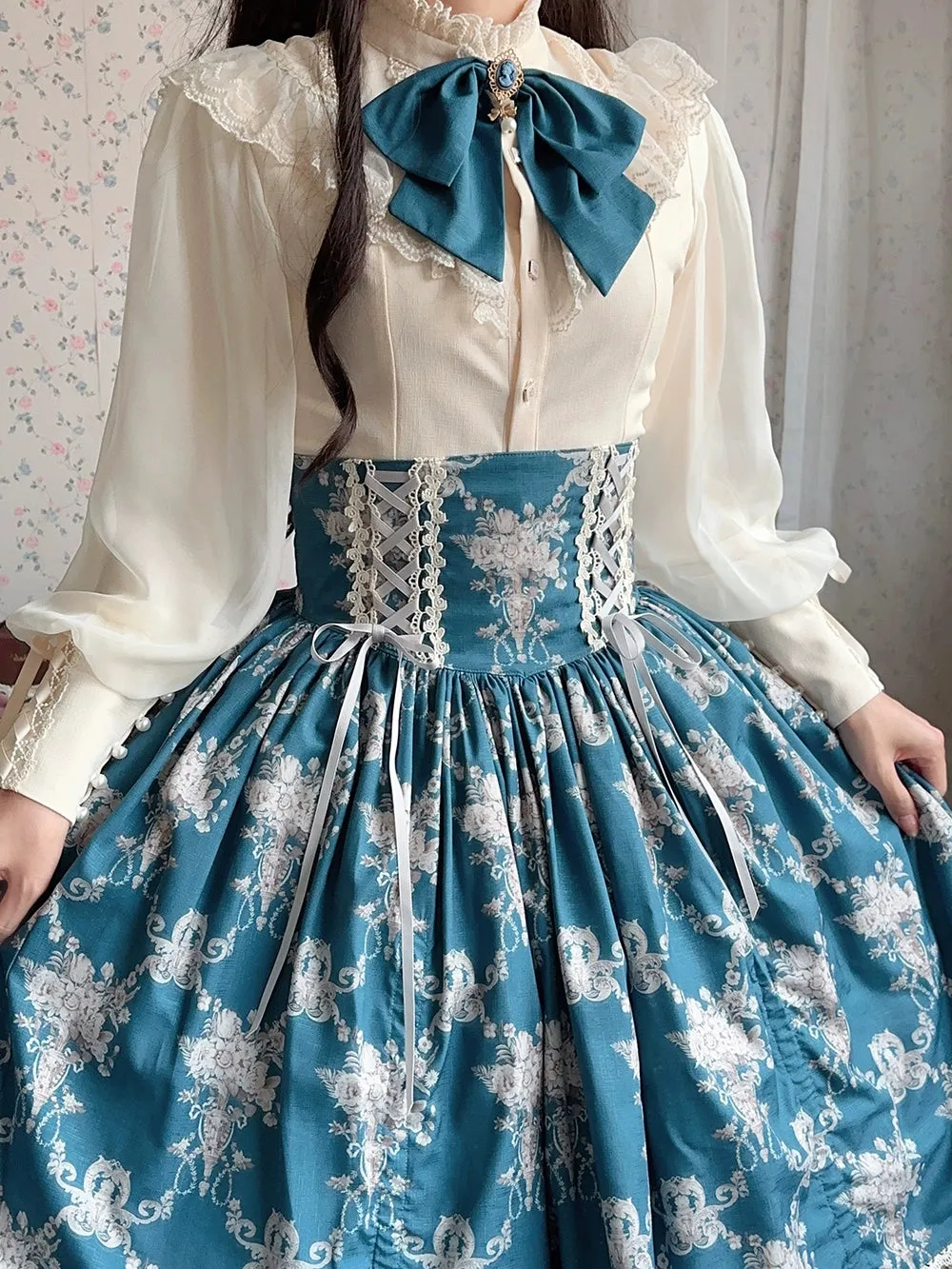 (BFM)Miss Point~Customized Vintage Lolita Skirt Elegant Pullover Fishbone SK