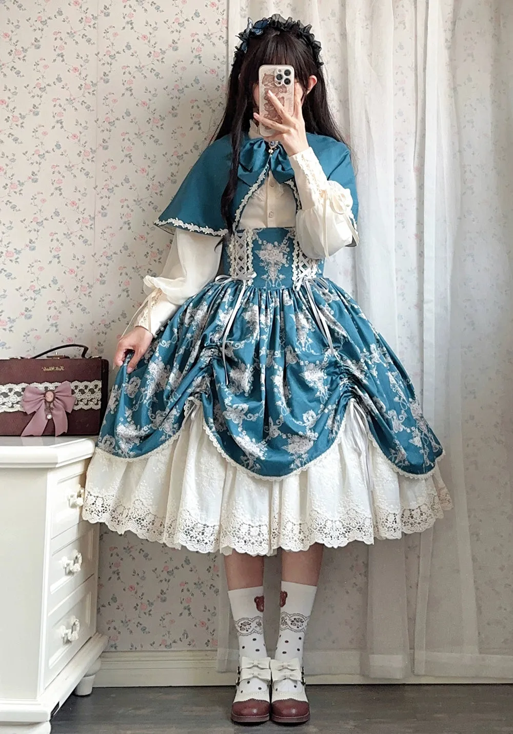 (BFM)Miss Point~Customized Vintage Lolita Skirt Elegant Pullover Fishbone SK