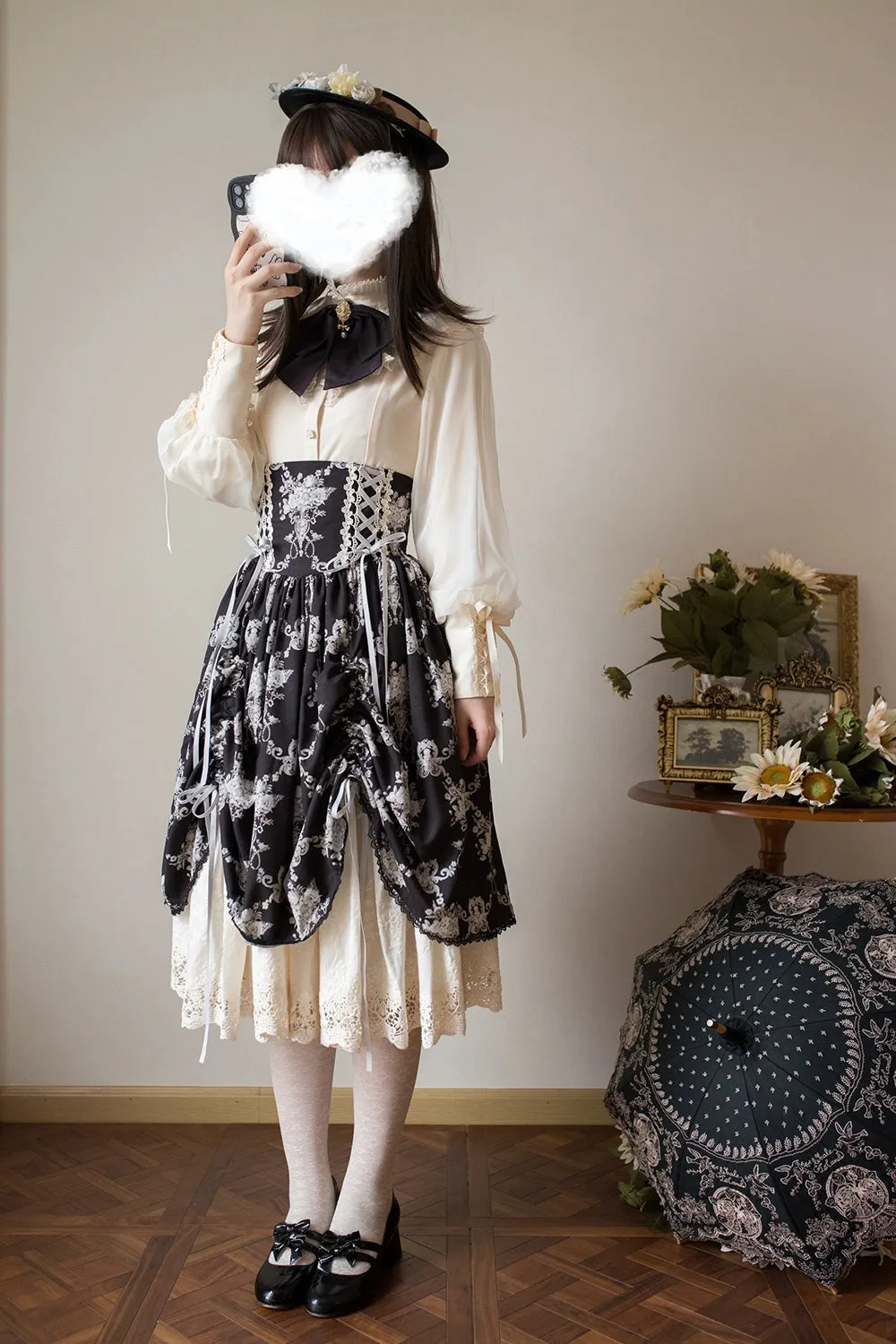 (BFM)Miss Point~Customized Vintage Lolita Skirt Elegant Pullover Fishbone SK