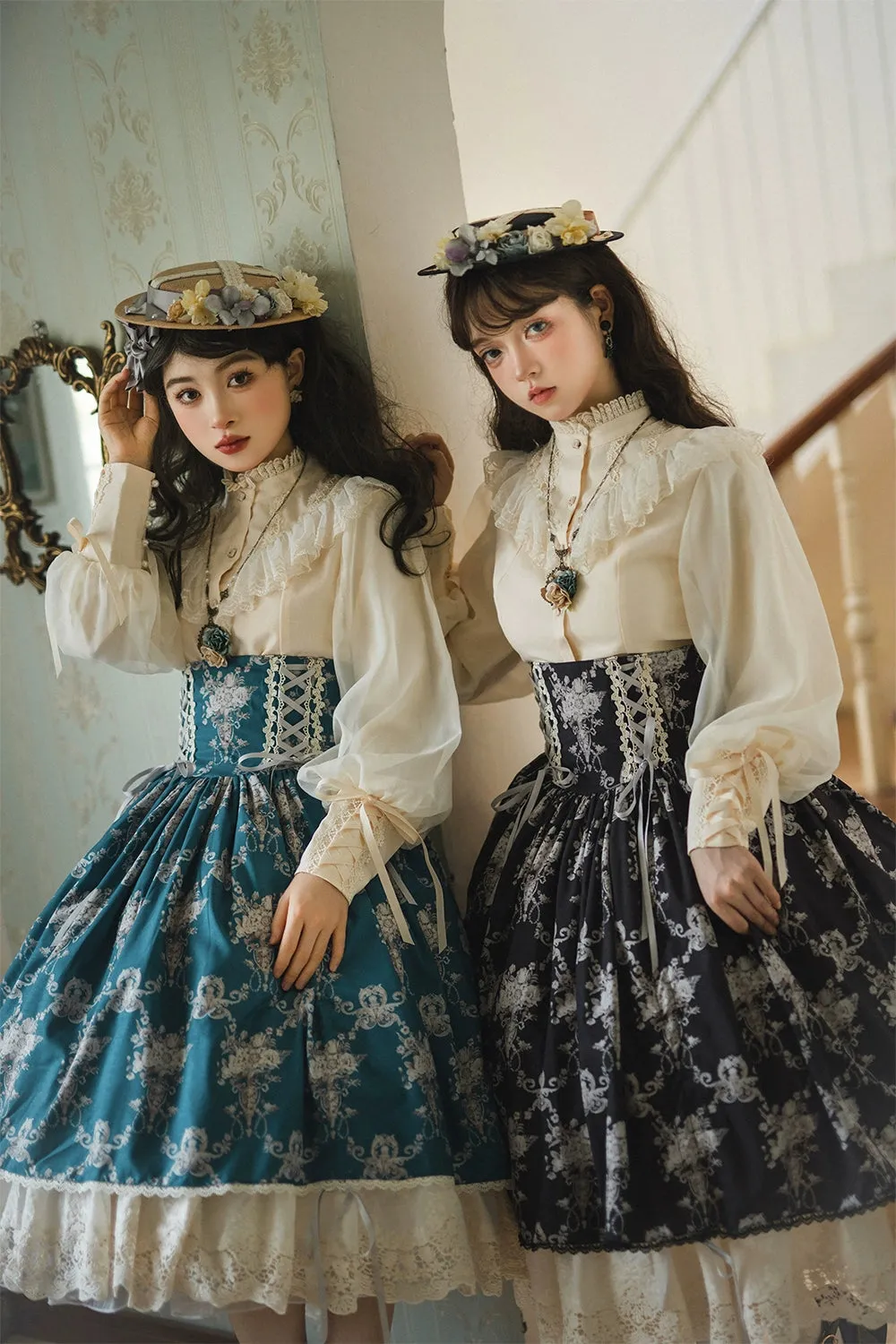 (BFM)Miss Point~Customized Vintage Lolita Skirt Elegant Pullover Fishbone SK