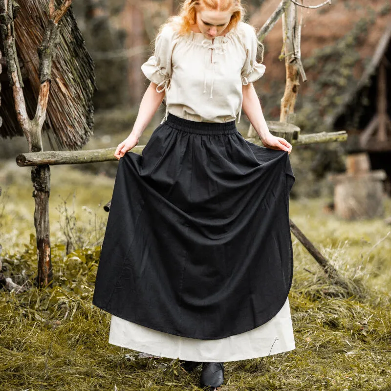 Black/Natural Medieval Skirt - Cotton/Linen