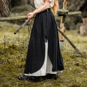 Black/Natural Medieval Skirt - Cotton/Linen