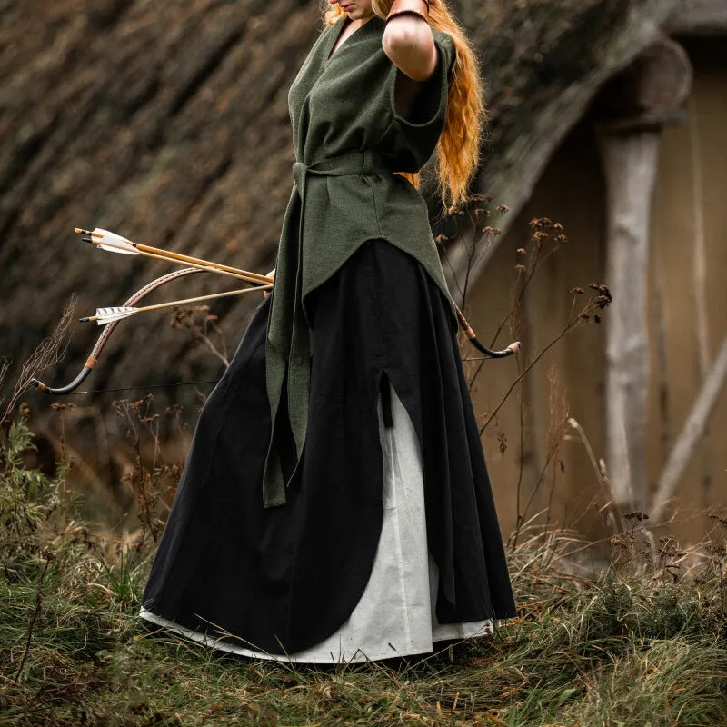 Black/Natural Medieval Skirt - Cotton/Linen