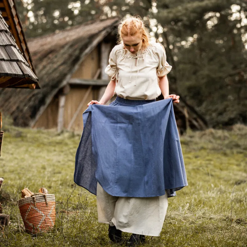 Blue/Natural Medieval Skirt - Cotton/Linen