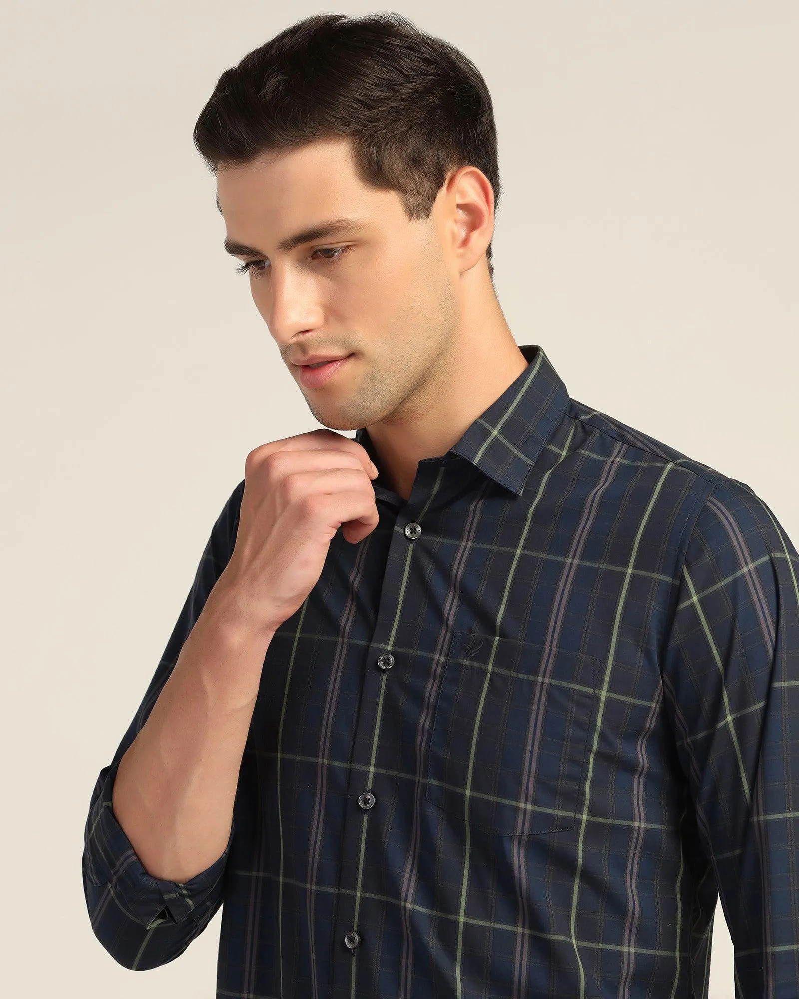Casual Blue Check Shirt - Roma