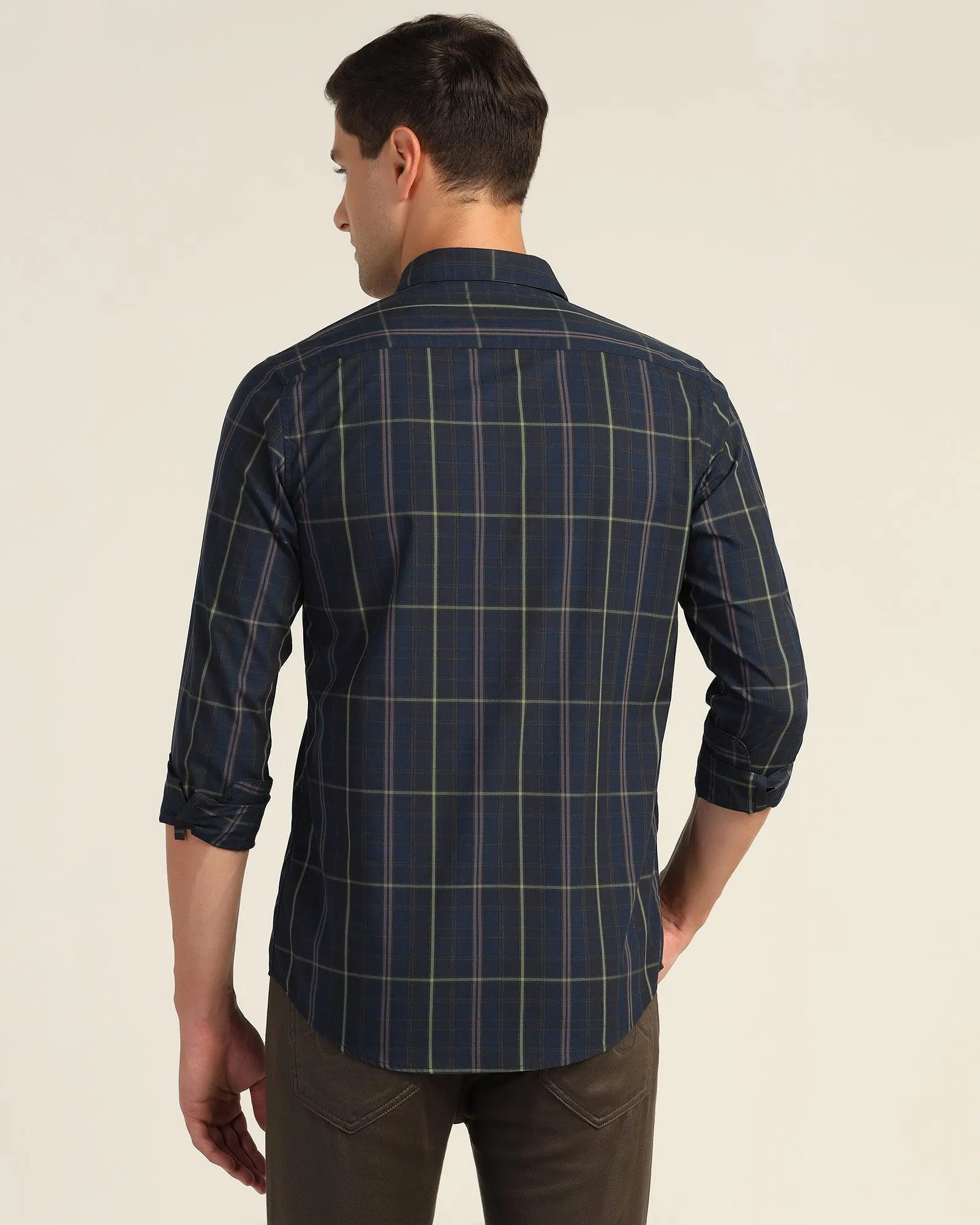 Casual Blue Check Shirt - Roma
