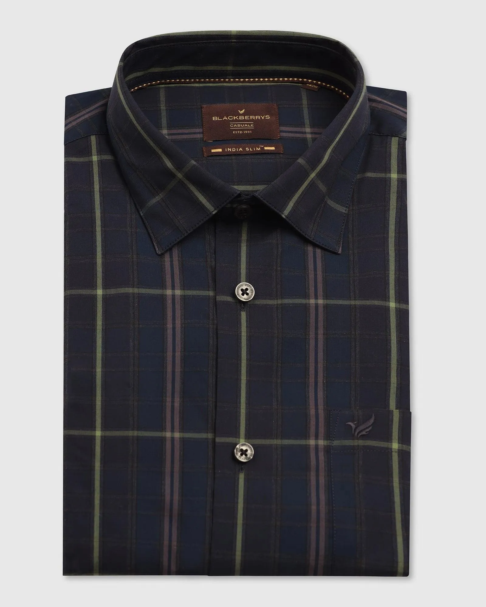 Casual Blue Check Shirt - Roma