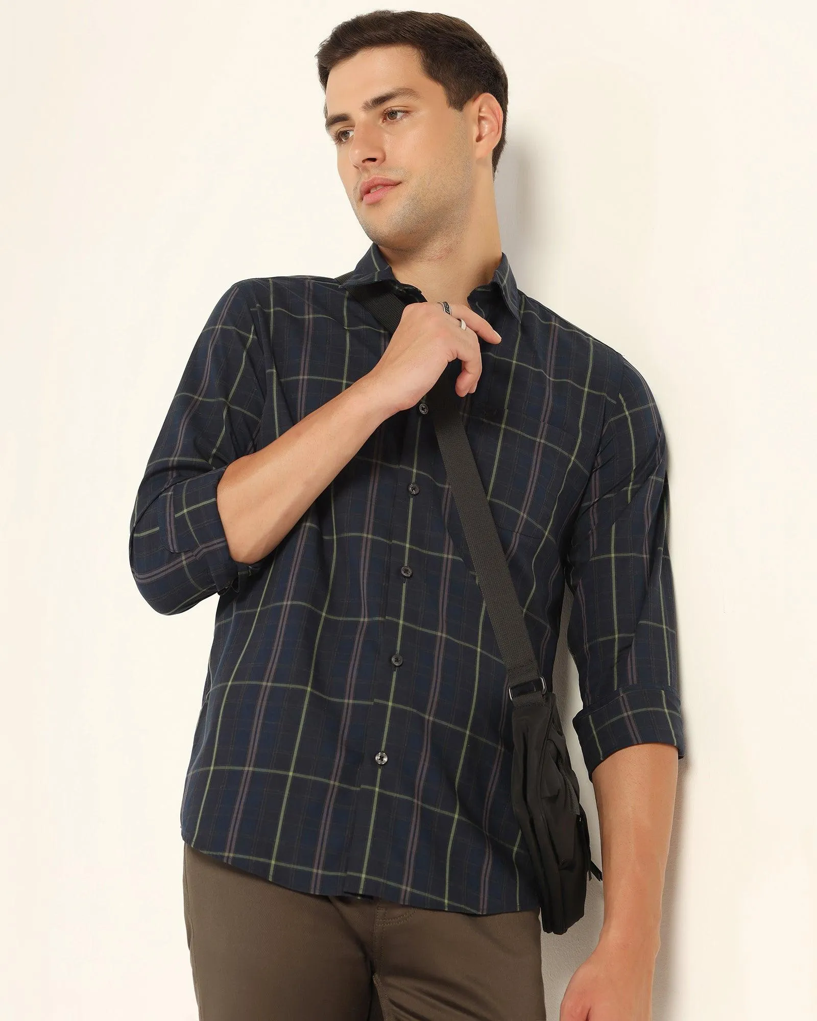 Casual Blue Check Shirt - Roma